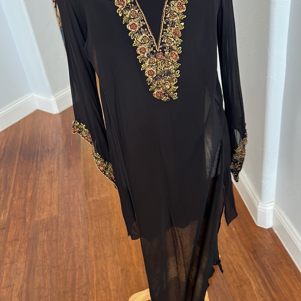 Long Sleeve Black Sequin Detail Tunic Blouse size M/L - Picture 5 of 10